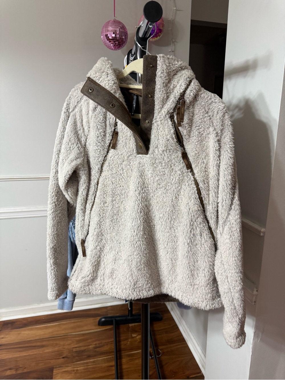 Columbia Cream and Brown Sherpa Snap Jacket